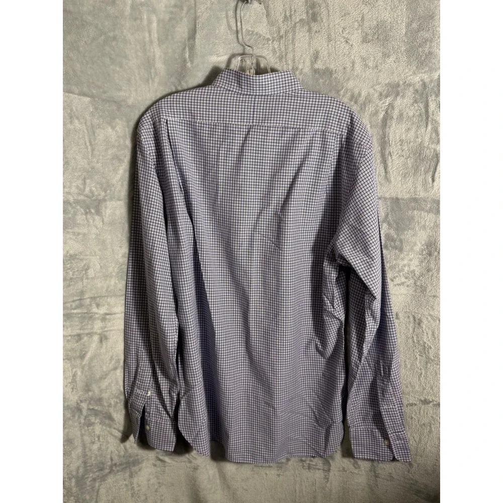 Polo Ralph Lauren Slim Fit Shirt Purple Blue Micro Check‎ Italian Fabric 42 16.5